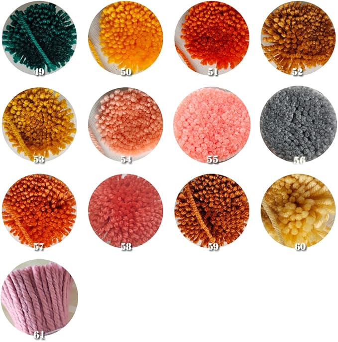 49-61 Colors Latch Hook Kit Colorful Yarn Bundles Cut Rug Yarn DIY Latch Hook for Handmake Craft Sewing Knitting for Adults (13pcs)