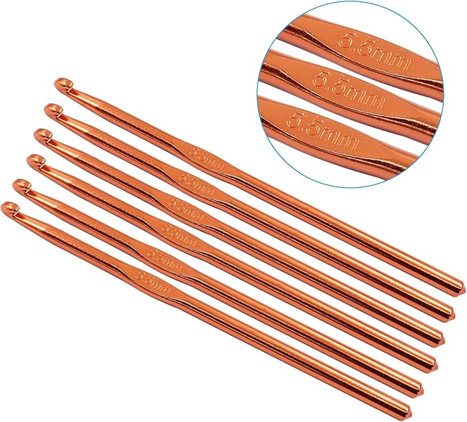 Cionyce 6 Pack Aluminum Crochet Hook 5.5mm US Size I (Size 9) Crochet Needle for DIY Craft Yarn Knitting Needles