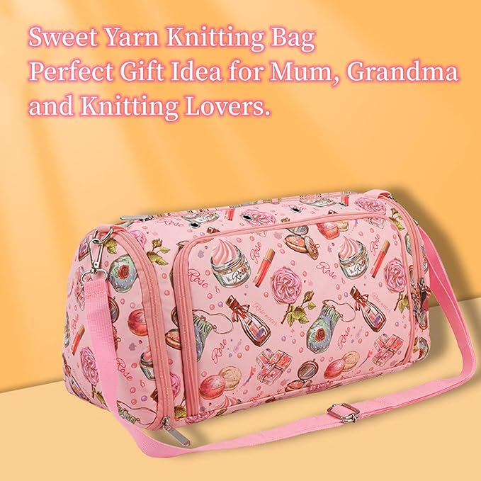 Yarn Bags for Crocheting Large, Large Yarn Storage Organizer, Material Strong Crochet Yarn Holder Stand Bag with Many Pockets for Knitting Supplies, Crochet Lovers, Teens Women Gift