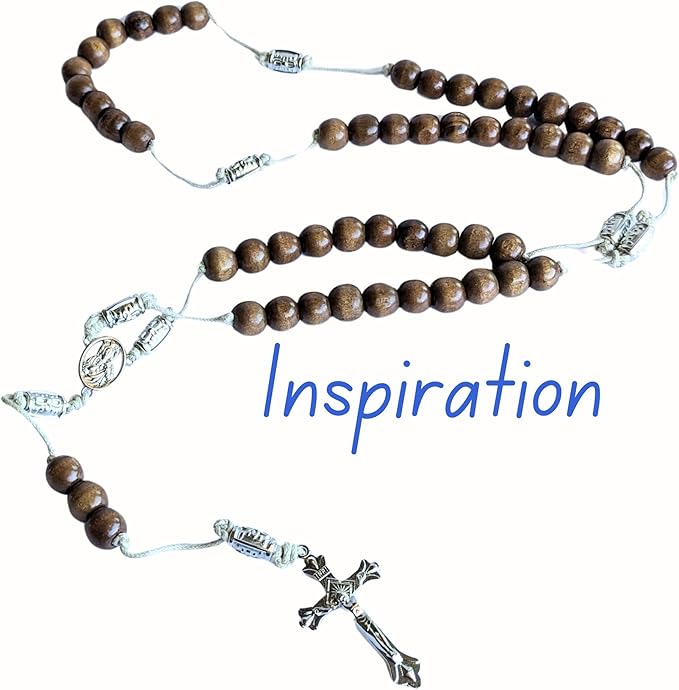 Linpeng Wood Bead Box Rosary DIY Kit, Catholic First Communion Necklace Making Supplies, Gift for Adults Seniors, 1 kit