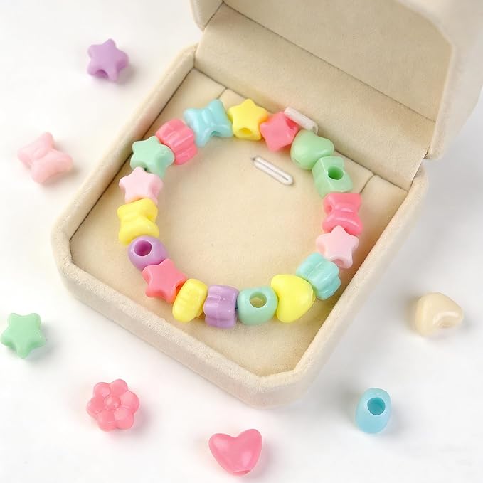 1000pcs Pony Beads, 15 Color Kandi Beads for Bracelets Making Kit, Hair Braids Crafts Jewelry Making Crafts Friendship Necklace Earrings DIY (Large Hole Light Color Mixed Color)