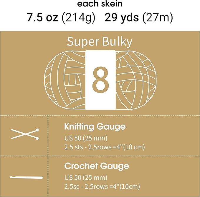 MABOZOO Tie Dye Chunky Yarn for Crocheting 8 Pack,Khaki Fluffy Jumbo Chenille Yarn,Soft Plush Yarn Bulky,Giant Thick Fuzzy Yarn for Hand Knitting or Arm Knitting (31.7 yds,8 oz Each Skein)