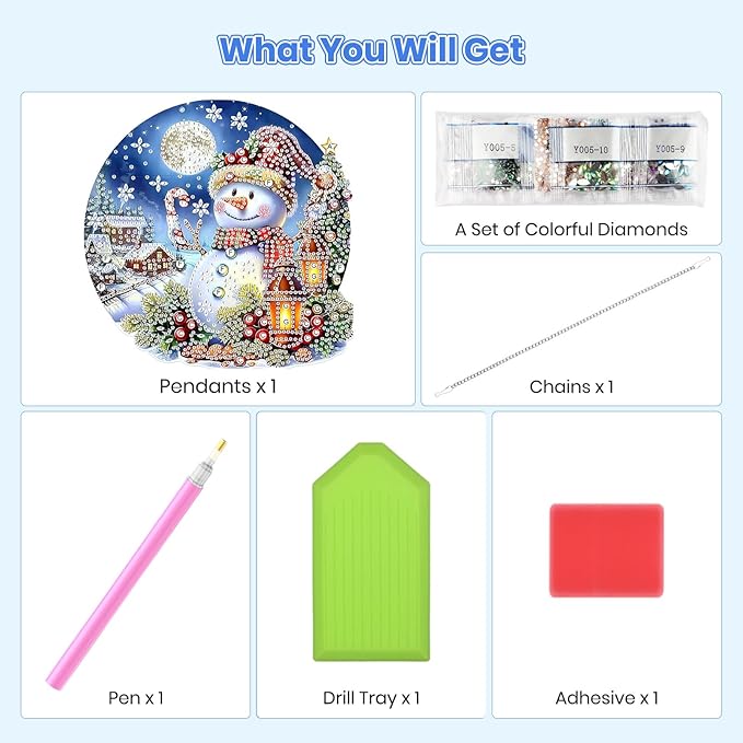 MOGTAA Christmas Diamond Art Hanging Kits for Adults Kids, Christmas Snowman Diamond Art Suncatchers, 5D Special Shape Landscape Diamond Painting Window Pendant Kit for Home Garden Wall Decor