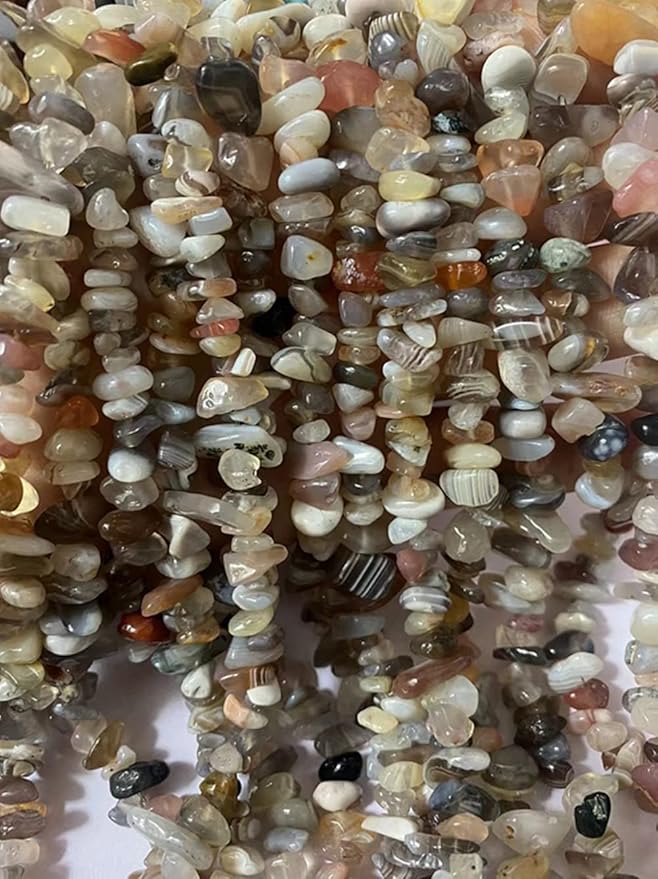 7-8mm Natural Botswana Agate Gemstone Chips Beads Healing Crystals Waist Bracelets Necklace Kit Irregular Stone DIY Crafts Design Jewelry Making