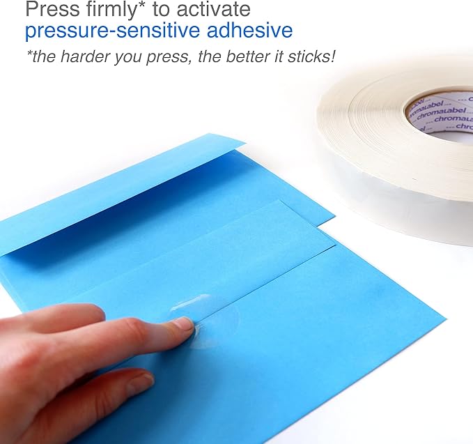 chromalabel 1.5 inch round labels, library supplies sealing sticker, ideal envelope seal stickers - 5000 seals for envelopes per roll, non-perforated clear stickers