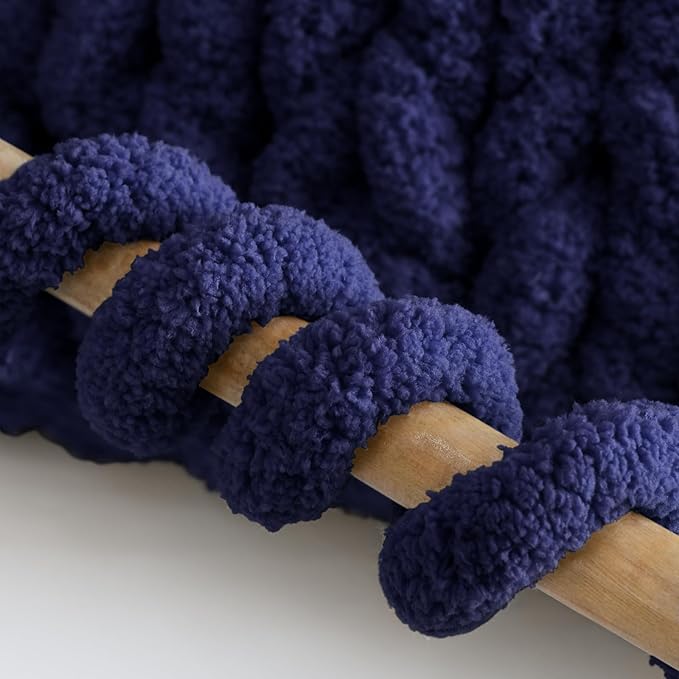 Jumbo Chunky Yarn for Hand Knitting - Super Thick Chenille Chunky Yarn for Crocheting - Extra Soft Bulky Fluffy Blanket Big Yarn 8 Jumbo Pack (27yds,8 oz Each Skein) Navy Blue