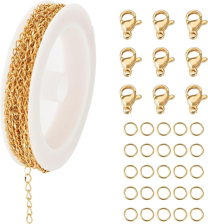 Sparkeads 5M Golden Chain for Jewelry Making,Stainless Steel Chain,Golden Link Necklaces for Women,Cable Chain Bracelet Chains for Bracelet DIY Earring Craft Supplies Jewelry Making,4.5x2.5x1mm