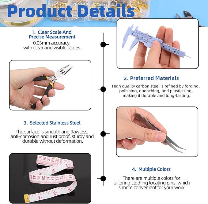 Glarks 1467Pcs Jewelry Making Supplies Kit with Accessories, Jewelry Making Pliers, Beading Wires and Findings for Making and Repair