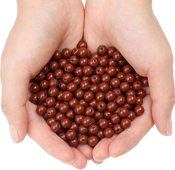 bonny boxx 1000pcs 6mm smooth brown acrylic round beads, plastic resin bubblegum balls chunky gumball beads for necklace and bracelet making, crafting supplies