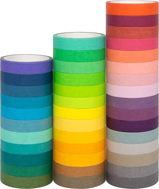 40 Rolls Washi Tape Set, Decorative Masking DIY Tapes for Children and Gifts Warpping (Mix)