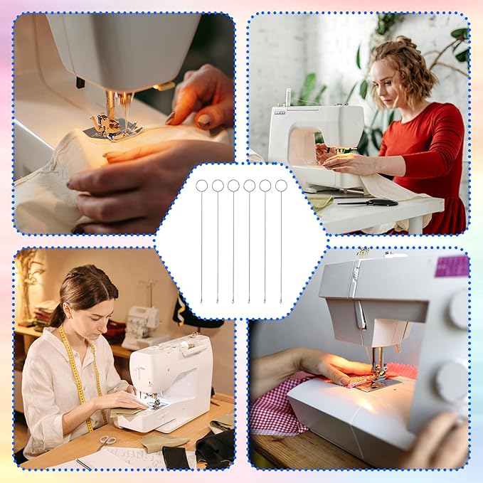 Giantree 6-Piece Circular Sewing Tool, Beaded Needle Hook, Silicone Beaded Loop Tubular Circular Sewing Supplies, Tongue-Shaped Crochet Tool with Locking Hook for DIY Fabric Tubular Strips.