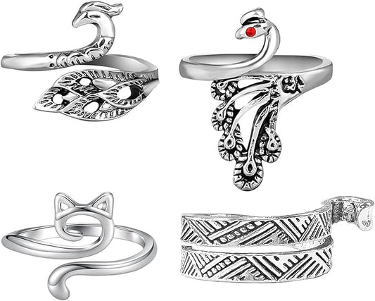 Adjustable Knitting Crochet Loop Ring 4 Pcs Crochet Ring for Finger Yarn Tension Rings Easy Crocheting Hand Knitting Supplies for Crochet Work for Women