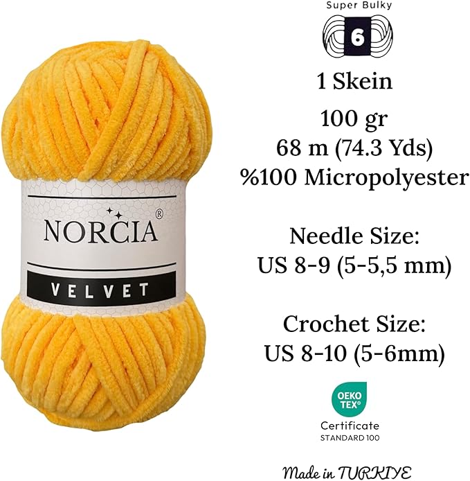 Soft Velvet Yarn Chenille for Crocheting Super Bulky 100g (74.3 yds) Baby Blanket Yarn for Knitting Amigurumi