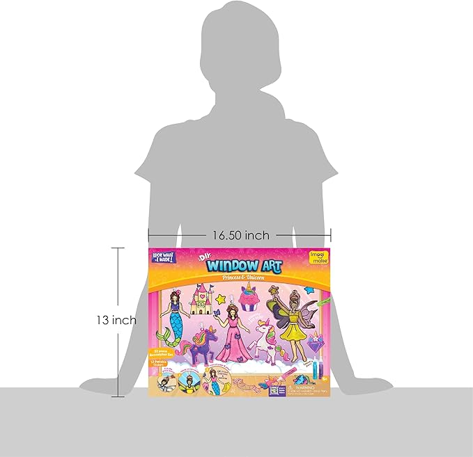 imagimake window art princess & unicorn | diy suncatcher kit for 5-8 year old kids | princess & unicorn toys for girls age 5,6,7,8 | art & craft kits for ages 6-8 | birthday gifts for 6 year old girls
