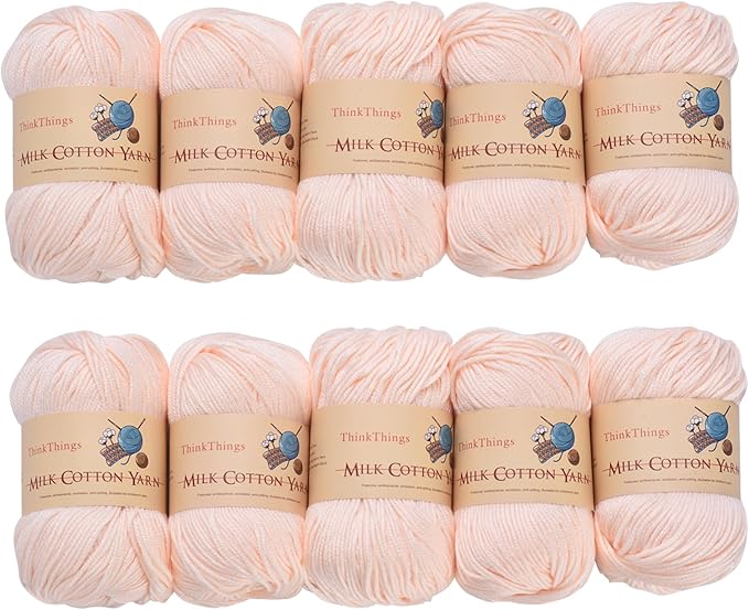 Acrylic Yarn for Crocheting Light Beige - Hand Knitting Skin Tone Yarn - Crochet Thread for Crocheting Bulk - 10Balls 17.6Ounces Yarns for Beginner