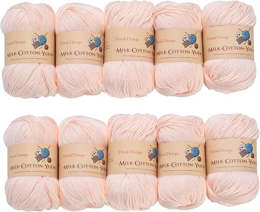 Acrylic Yarn for Crocheting Light Beige - Hand Knitting Skin Tone Yarn - Crochet Thread for Crocheting Bulk - 10Balls 17.6Ounces Yarns for Beginner