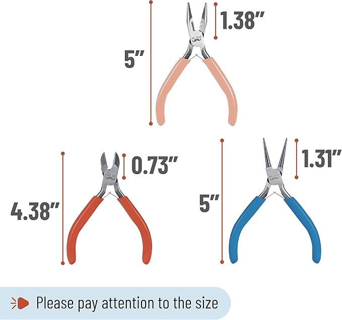 Mr. Pen- Jewelry Making Kit, 3 Pack Pliers, Mini Wire Cutters, Chain Nose and Craft Pliers for Earrings and Jewelry