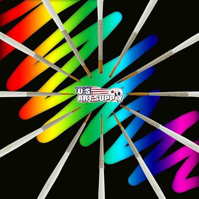 U.S. Art Supply Miniature Detail Paint Brush Set - 12 Miniature Brushes for Art Painting - Acrylic, Watercolor, Oil