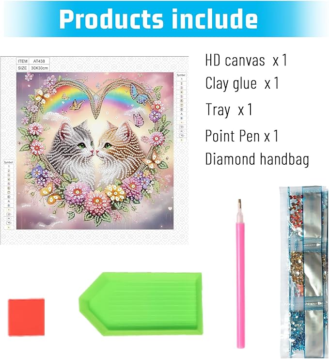 LazyFold Diamond Art Painting Kit, DIY Cute Cats 5D Special Shape Crystal Diamond Partial Diamond Art Painting Mosaic Making Craft, Suitable for Home Wall Decor Art Gift 12×12inch