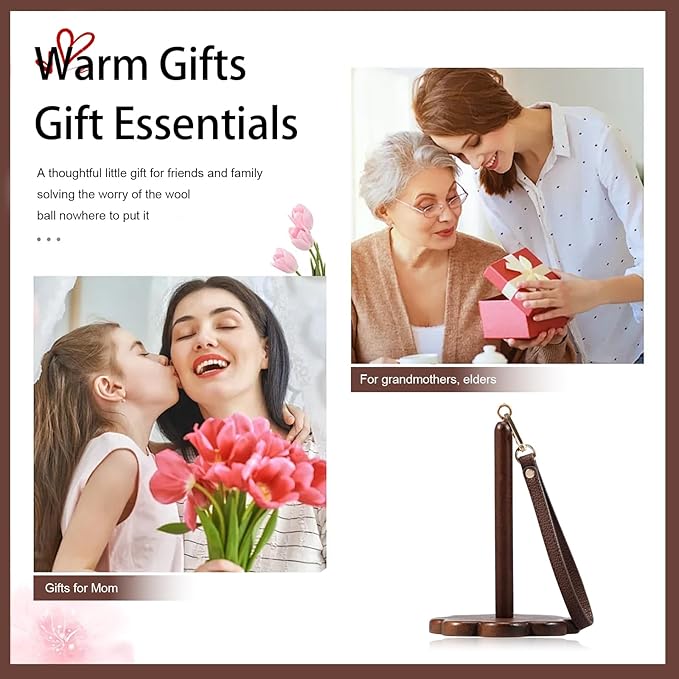 Wrist Yarn Holder - Portable Wooden Yarn Holder with Leather Wristband and Shoulder Strap, Yarn Spinner and Ball Minder Stand for Crocheting, Knitting Accessories Organizer(B)