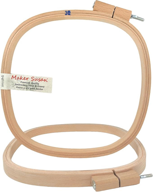 maker susan 12 inch x 12 inch (30.5 cm x 30.5 cm) square beechwood quilting hoop, beechwood cross stitch hoop with adjustment screw, embroidery hoop, quilting frames, suitable for embroidery (square)
