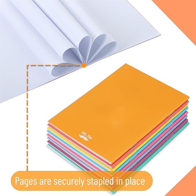 Mr. Pen- Colorful Blank Books, 4.2 x 5.5 Inches, 32 Pages, 8 Pack, Blank Notebooks for Kids, Mini Notebooks for Kids, Mini Journal for Students, Blank Journal for Kids, Unlined Notebook, Kids Journal