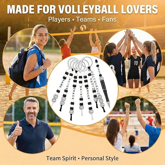 567 Pcs Volleyball Beads Keychain Making Kit, DIY Durable Acrylic Beads, Gifts for Team, Players, Coaches, Fans, for Outdoor Play, Practices, Tournaments, Party Favors & Backpack Accessories