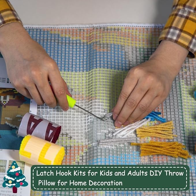 DL-YTG Latch Hook Kits Rug Seagull Crochet Yarn Cushion Colour Pre-Printed Canvas Cover Rug Needlework DIY Hook and Latch Kit Christmas Home Decoration 60X40cm/24x16 inch