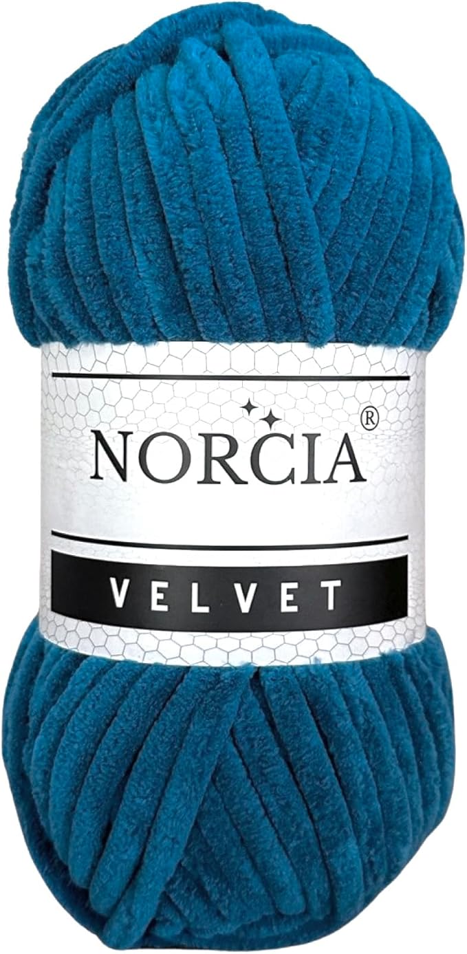 Soft Velvet Yarn Chenille Yarn for Crocheting Baby Blanket Yarn for Knitting Amigurumi Yarn Fancy Yarn for Crochet Weaving Craft (Mykonos Blue, 1 Skein)