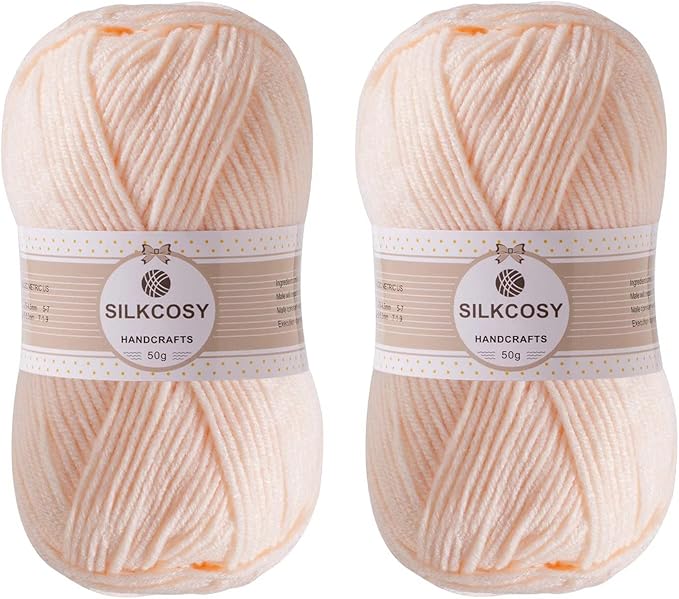 2 Pcs Crochet Yarn, Feels Soft 280 Yards Assorted Colors 4ply Acrylic Yarn for Crochet & Hand Knitting - Skin Color