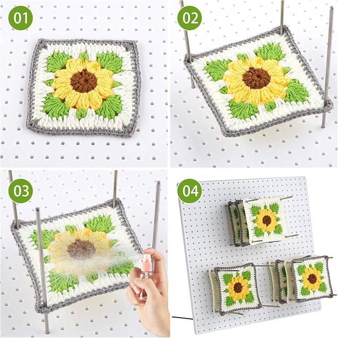 Stainless Steel Needle for Blocking Boards for Crochet Projects, Bag 20pcs kit for Crochet Blocking Board, Suitable for Granny Square Blocking Board. 5.9 inches Long and 3mm in Diameter