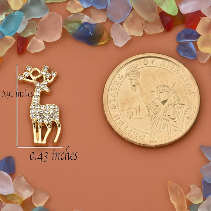 Pack of 20 Rhinestone Charms Gold Plated Pendants Pave Crystal Accessories for Necklace Bracelet Jewelry Making DIY Crafting