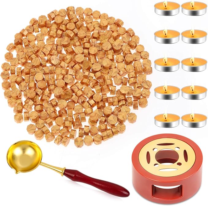 Sealing Wax, Paxcoo 312pcs Sealing Wax Kit with Warmer, Spoon for Stamp Letter Seal