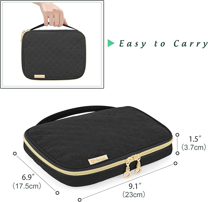Yarwo Crochet Hook Case, Travel Organizer Holder for Crochet Hooks, Circular Knitting Needles, Knitting Needles (up to 8") and Other Supplies, Black (Bag Only, Patented Design)