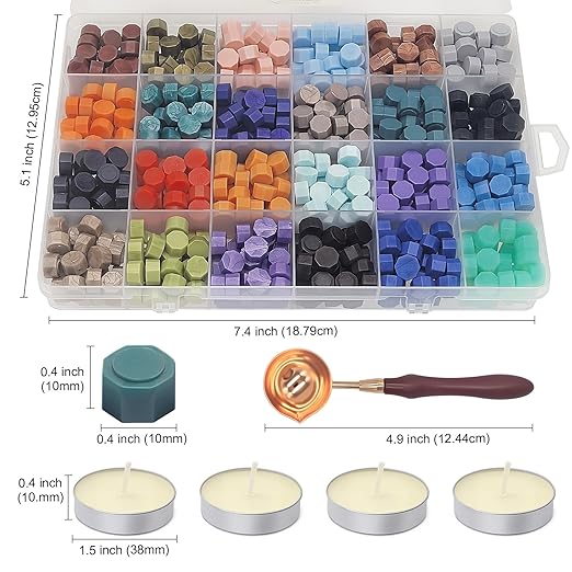 xxxHOLIC Wax Seal Kit – 360 Beads in 24 Colors, Smokeless & Crack-Resistant Seal Wax Starter Set with Melting Spoon & Tea Lights for Wedding Invitations & Envelope Sealing