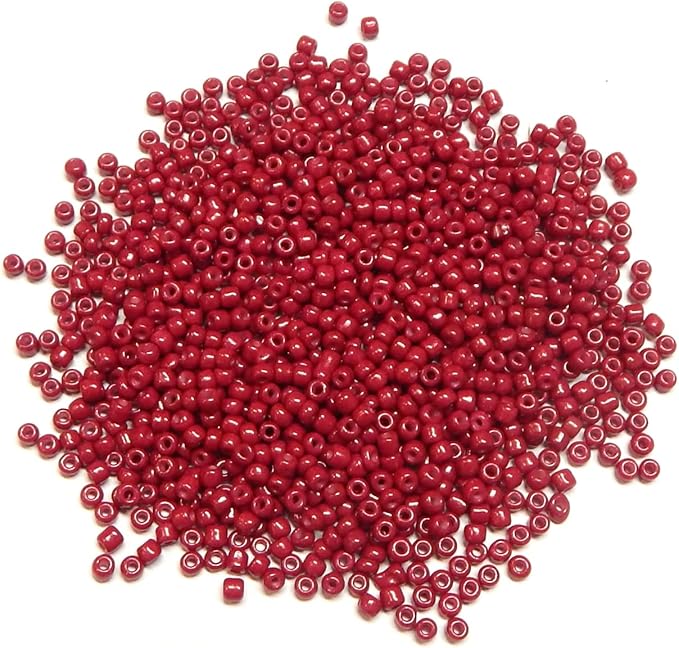 Perlin Glass Seed Beads 4mm 6/0 Round 1100pcs Mini Small Pony Spacer Beads Kit for Jewelry Making Earrings Bracelets Pendants Waist DIY Handmade (Wine Red Opaque)