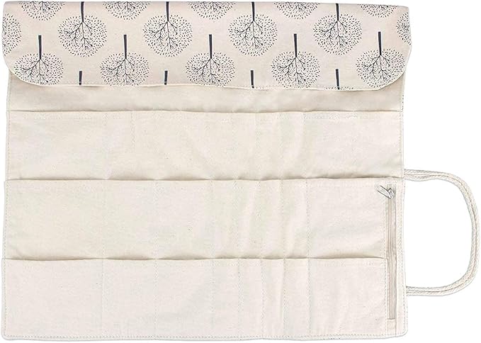 Teamoy Knitting Needles Holder Case(up to 14 Inches), Rolling Organizer for Straight and Circular Knitting Needles, Crochet Hooks and Accessories, Tree - NO Accessories Included