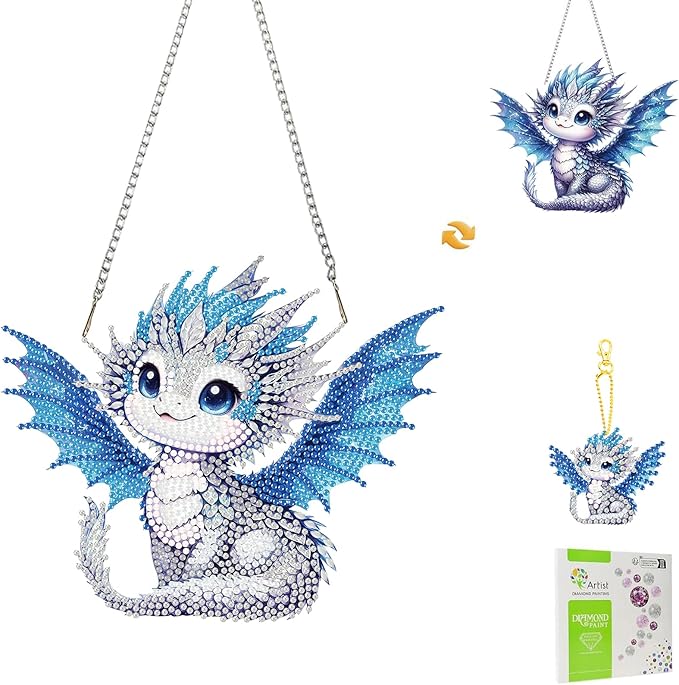 Masendp Dragon Diamond Painting Double-Sided Wall Hanging Set, DIY Irregular Shaped Rhinestone Window Decoration Set, Suitable for Home and Garden Wall Decoration Gifts