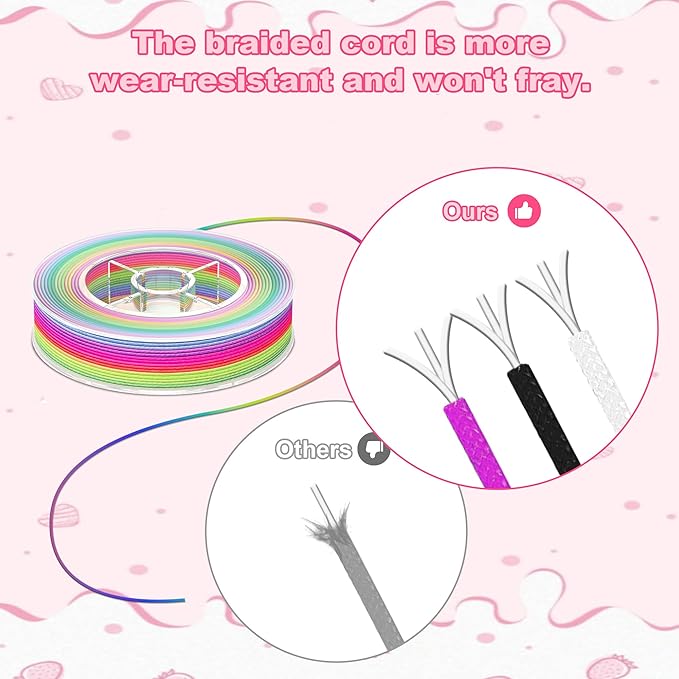 Stretchy String for Bracelets, Necklaces, Bead Stringing, Jewelry Making, Hair Braiding, and Crafts. Diameter: 1mm, Length: 82 Feet, Rainbow