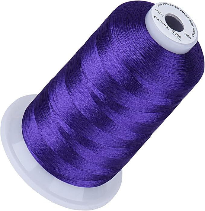 Simthread 5500Yds Embroidery Thread, 5000M High-Yardage 40WT 100% Polyester Thread – 170+ Vivid Colors, High-Speed Rated – Compatible with Brother, Singer, Janome & More - Soft Grape S100