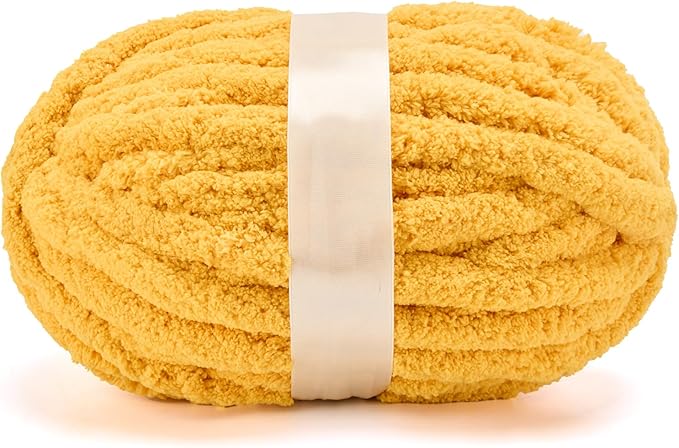 Chunky Yarn for Hand Knitting, Jumbo Chunky Yarn for Crocheting, Chunky Chenille Yarn, 1 Pack (32 yds 8.5 oz Each Skein),#7, Turmeric