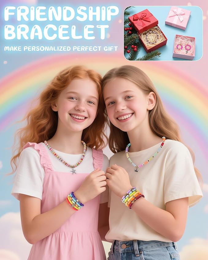 Mio Angle Friendship Bracelet Making Kit 3 Box 48 Colors Clay Beads Heishi Beads Jewelry Making Kit Letter Beads Charms Pearl Cute Chams Holiday Gifts for Girls Adults