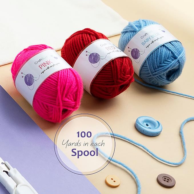 Acrylic Yarn Skeins 24 x 50g - 2400 Yards - Yarn for Crocheting - Soft Crochet Yarn for Knitting and Crafts - Multicolored Crochet Craft Yarn for Adults and Kids - 24 Pack