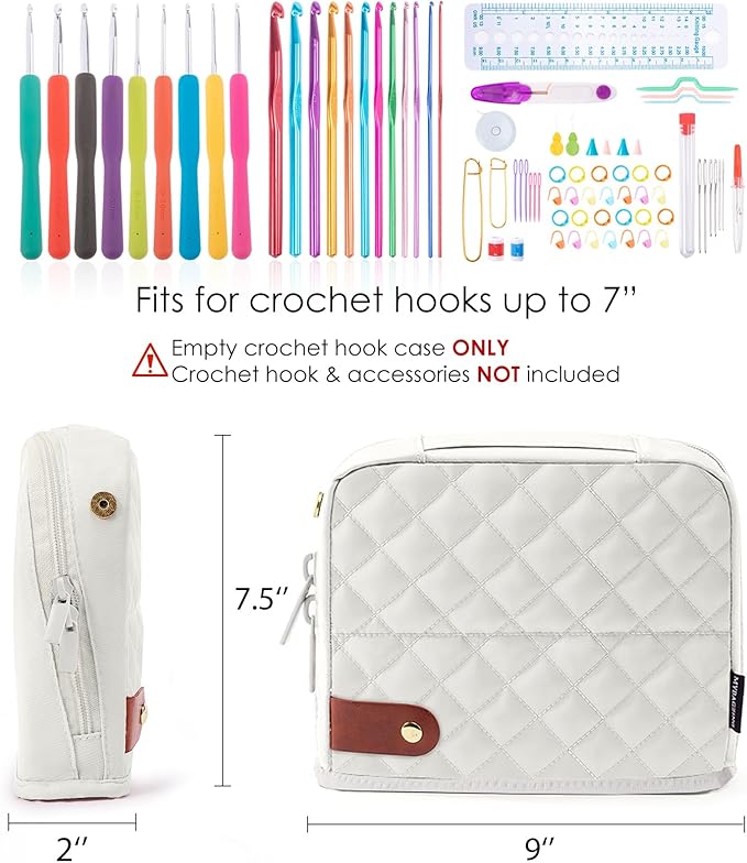 Empty Crochet Hook Case - Stand Up Organizer with 30 Slots for Hooks & Needles, Crochet Accessories Kit for Lovers & Beginners