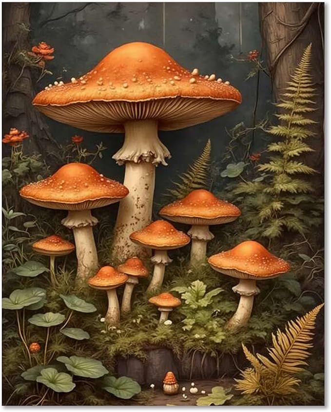 HMZephitiquc Mushroom Paint by Number for Adults, Mushroom Paint by Numbers Kit for Adults, Painting by Numbers, Easy Acrylic Oil DIY Crafts for Gift Home Decor 16x20 in