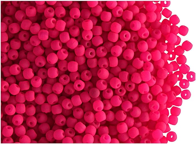 SCARA 0.35 Ounce (10g) Czech Glass Round Beads 0.08 inches (2mm), NEON (UV Active) Glass Beads for Jewelry and Bracelets Making, Beads for Bracelets, Bead kit MEGA Mix