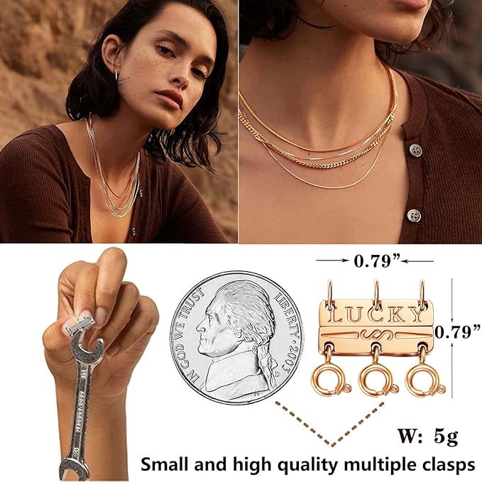 dailyacc lucky necklace layering clasp 18k gold and silver strong multiple necklace clasps for layered look separator
