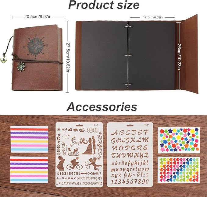 ThxMadam Leather Scrapbook Album 60 Pages Vintage Love Photo Album,11 * 8.1 Inch Scrapbook for Couples-DIY Memory Book,Birthday/Wedding Guest Book Gift for Anniversary Mother's Day