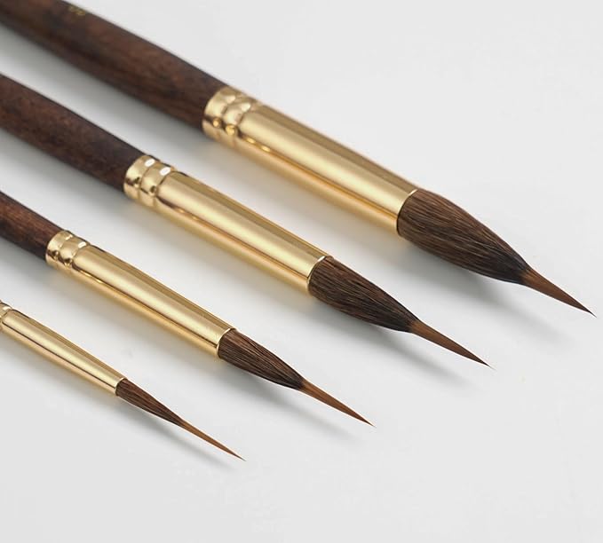 Nicpro 4 PCS Watercolor Brushes Professional, Extended Needle Point Brush Set, Sable Watercolor Brushes with Synthetic Extra Long Tip for Fine Detailing - Watercolor Acrylic Gouache Inks Painting