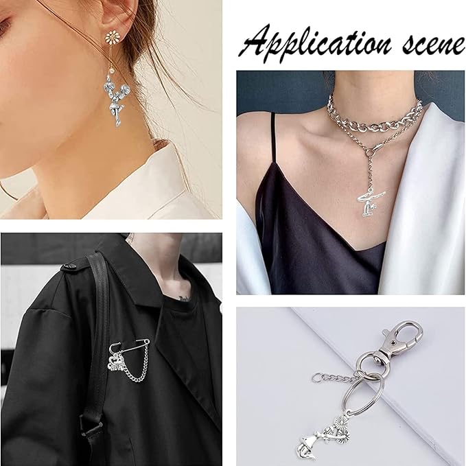 DanLingJewelry 80Pcs 8 Styles Cheerleader Charms Gymnastics Sport Girl Charms for Crafting Jewelry Findings Making